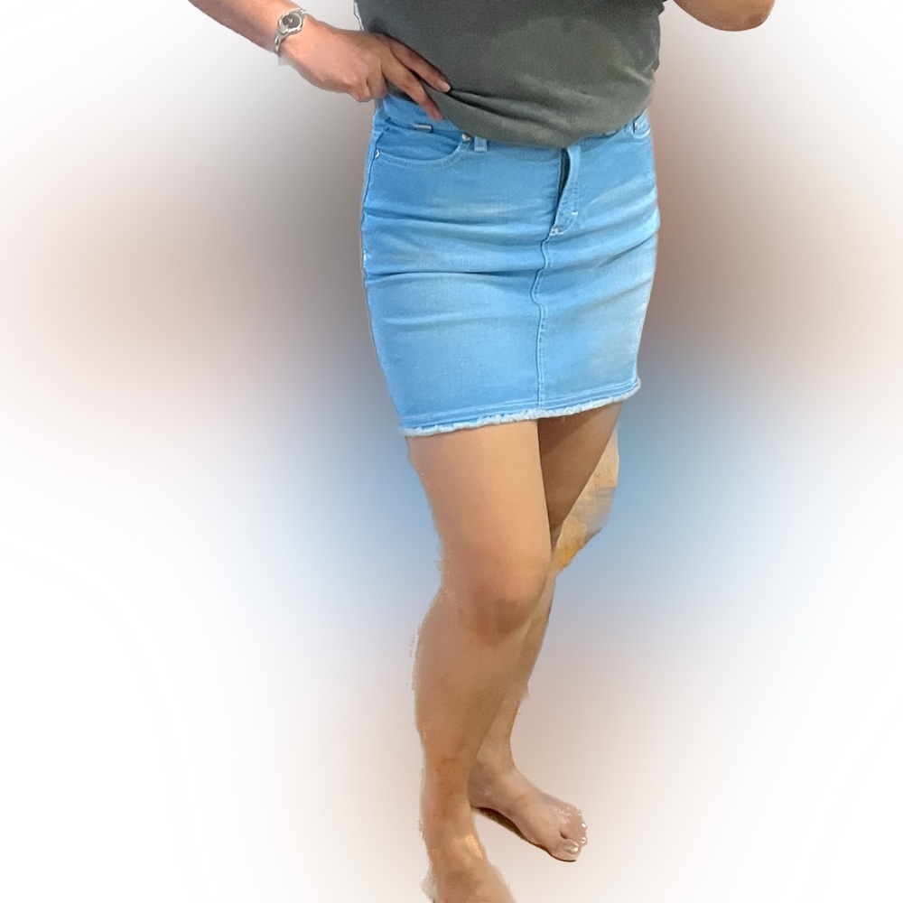 ESCADA Sport Mini Skirt XS S 34 Denim Jeans Short Bright Turquoise Neon Kawaii